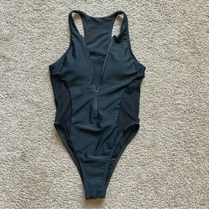One piece front zipper swimsuit